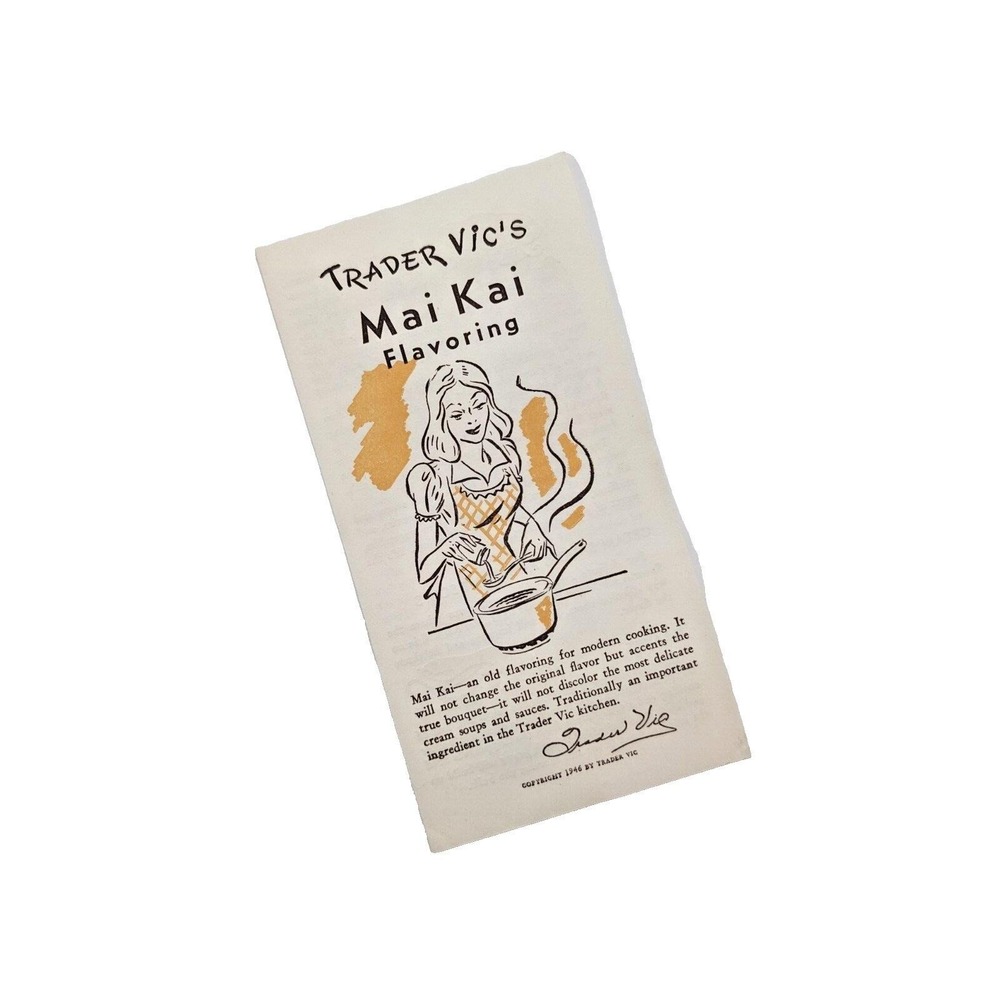 Vintage 1946 TRADER VIC'S Mai Kai Flavoring Advertisement w/ Recipes‎ RARE Tiki